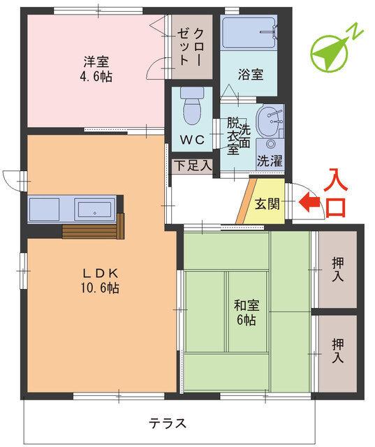 WINDWARD(2LDK/1階)の間取り写真
