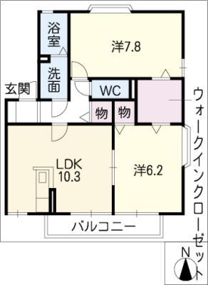 オレンジガーデン(2LDK/1階)の間取り写真