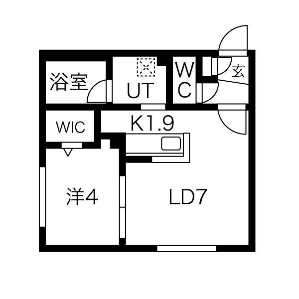 SDY月寒中央(1LDK/2階)の間取り写真