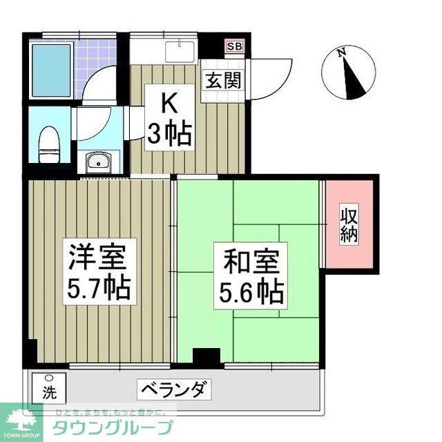 関コーポ(2DK/3階)の間取り写真