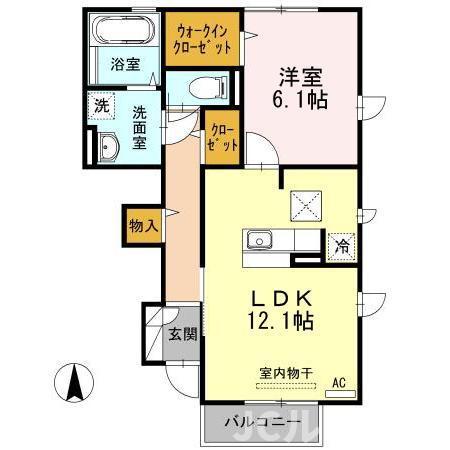 プラムコート木田A(1LDK/1階)の間取り写真