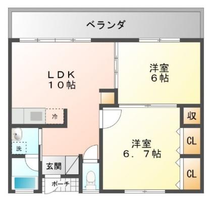 アヴァンセ天久(2LDK/5階)の間取り写真