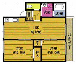 サンモール(2LDK/1階)の間取り写真
