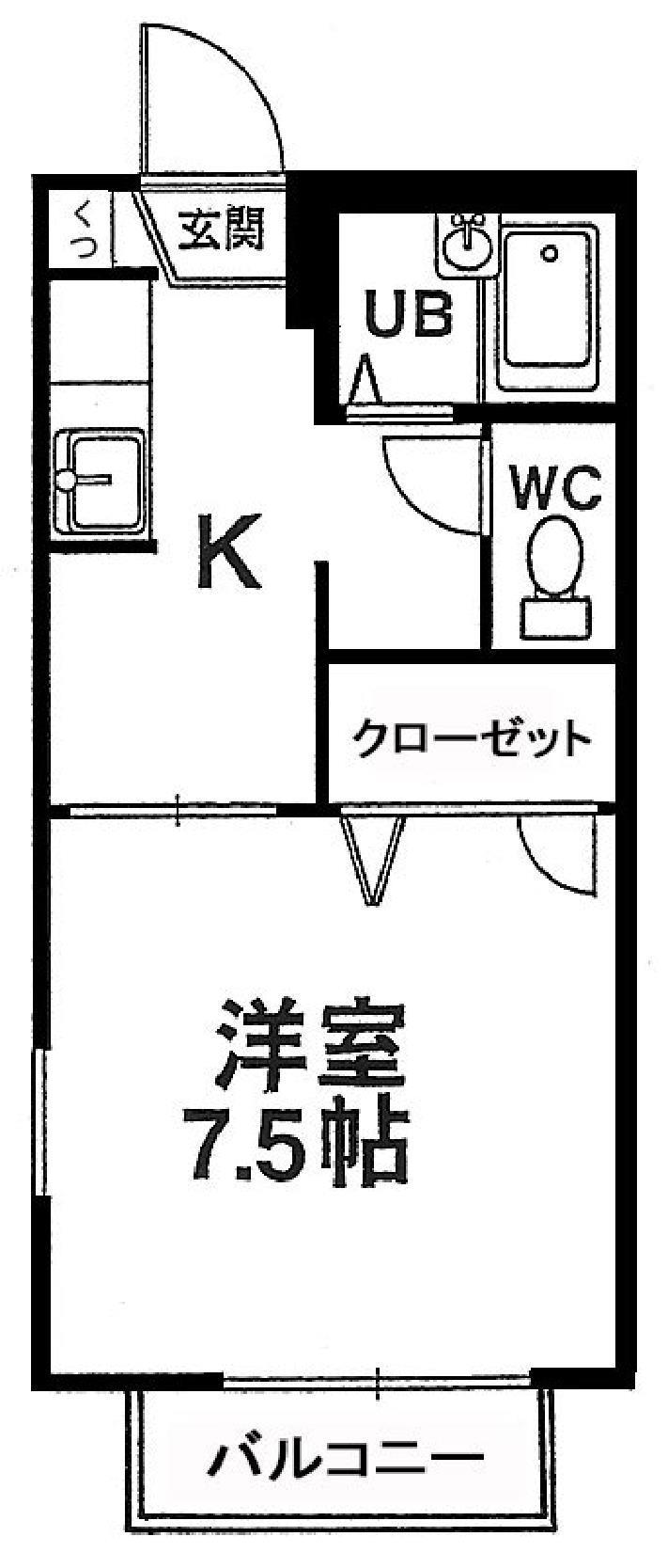 エリア009(1K/2階)の間取り写真