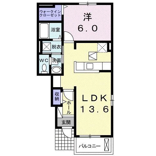 カンパーニュC(1LDK/1階)の間取り写真