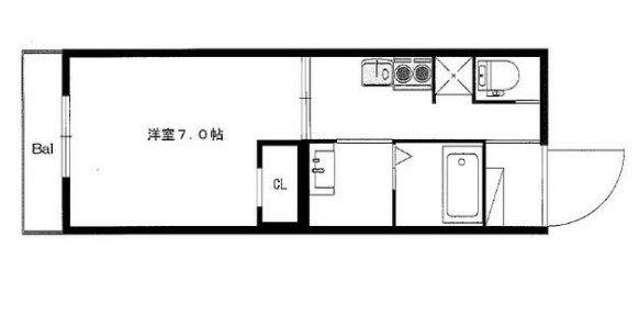 グランディール上落合(1K/2階)の間取り写真