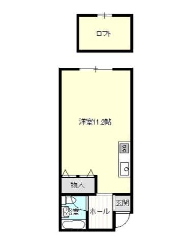 ビックフラットマンションII(ワンルーム/2階)の間取り写真