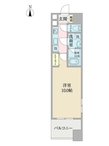 ヴィルクレア桜山(1K/10階)の間取り写真