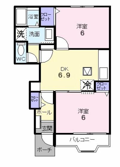 メゾン・パラジソ(2DK/1階)の間取り写真