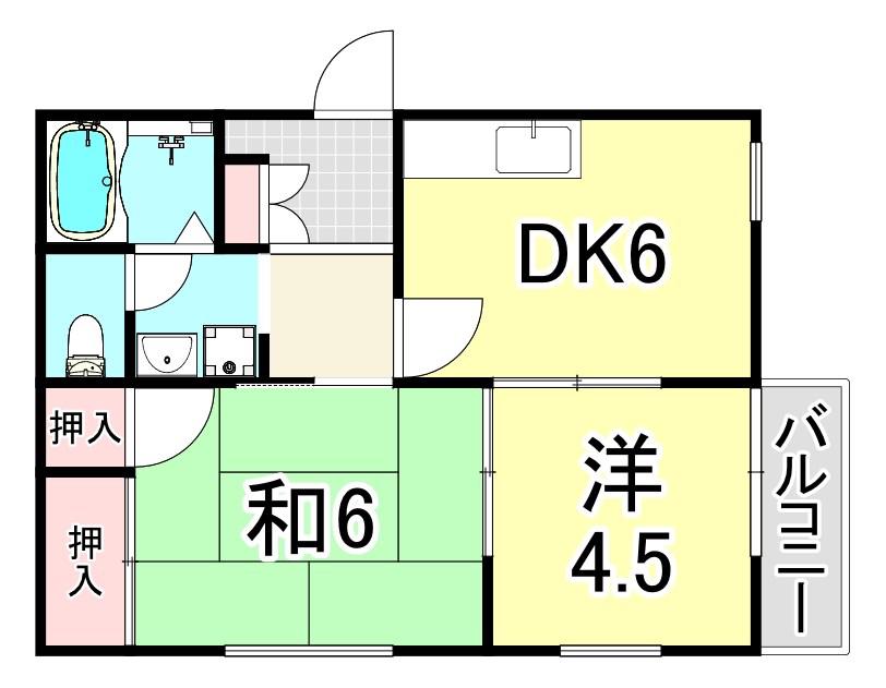 タンポポハイツII(2DK/2階)の間取り写真