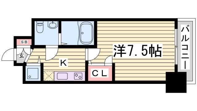 SERENITE三宮(1K/9階)の間取り写真