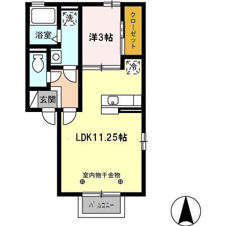 クレスト(1LDK/2階)の間取り写真
