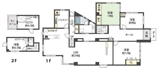 カーサコモド芦屋(4LDK/1階)の間取り写真