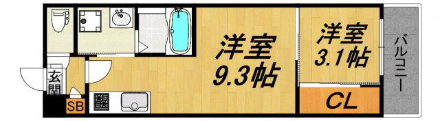 LECOCON守山III(1LDK/3階)の間取り写真