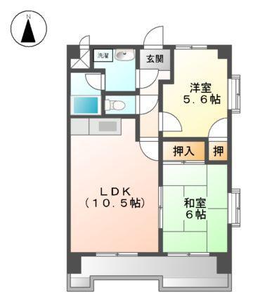 スカイハイム志賀(2LDK/7階)の間取り写真
