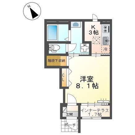 スターテラスII東川口町(1K/1階)の間取り写真