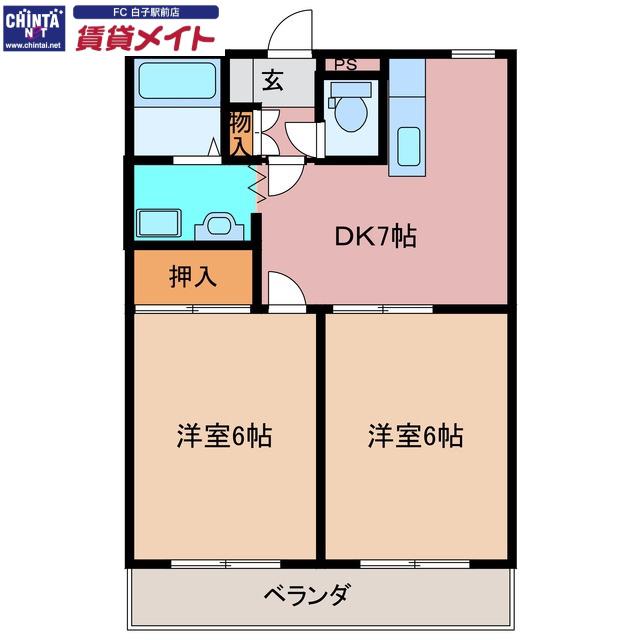 マ・シェリー(2DK/1階)の間取り写真