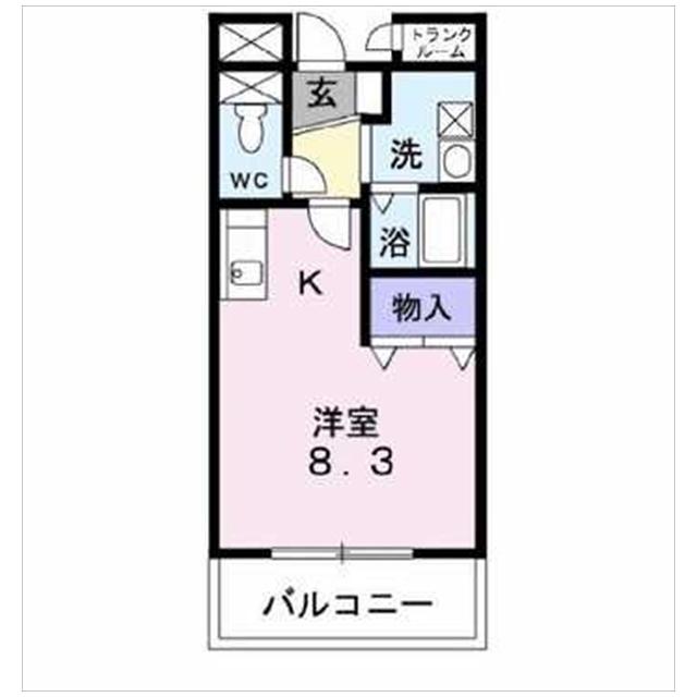 クレール・アルカンシェル(1K/2階)の間取り写真