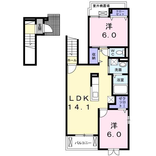 ラ カーサ クラーダ(2LDK/2階)の間取り写真