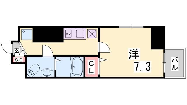 JPレジデンス神戸(1K/2階)の間取り写真