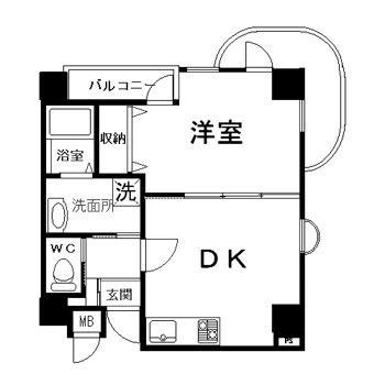 ＪＲ予讃線 丸亀駅 徒歩7分 7階建 築20年(1LDK/7階)の間取り写真