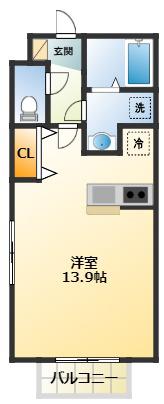 リバーサイドMINE(1K/1階)の間取り写真