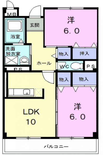 シャトレー・G1(2LDK/2階)の間取り写真