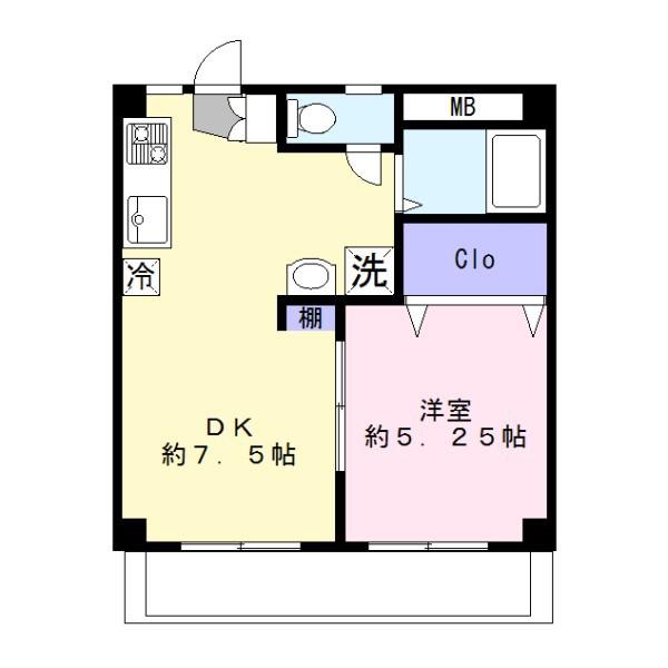 山中マンション(1DK/2階)の間取り写真
