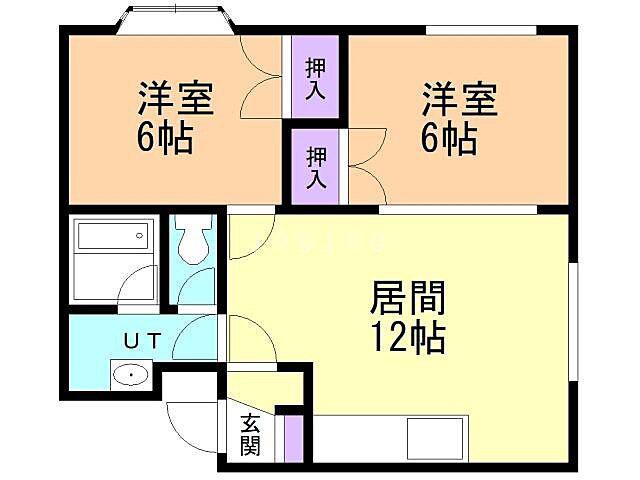 レジデンス月寒(2LDK/3階)の間取り写真