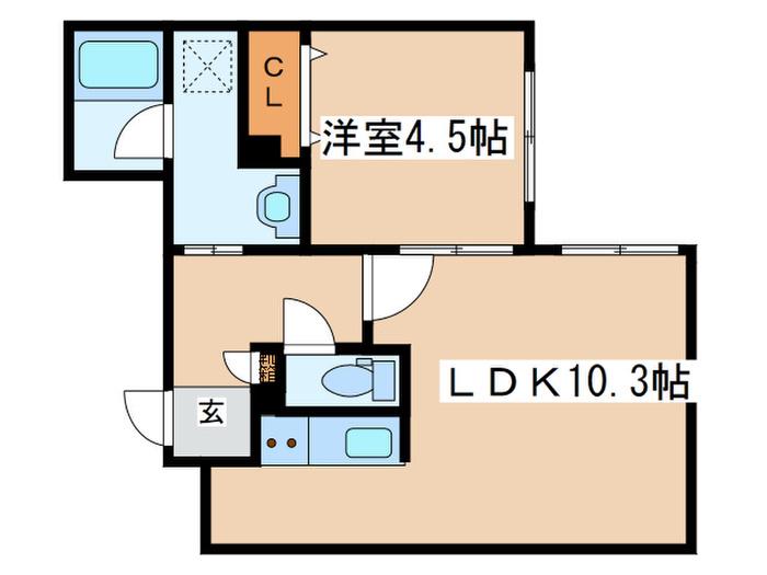 LIKO月寒東(1LDK/3階)の間取り写真