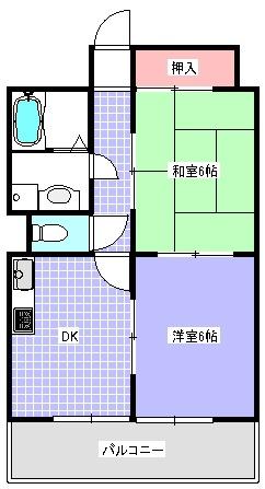 扇町亀甲マンション(2DK/2階)の間取り写真