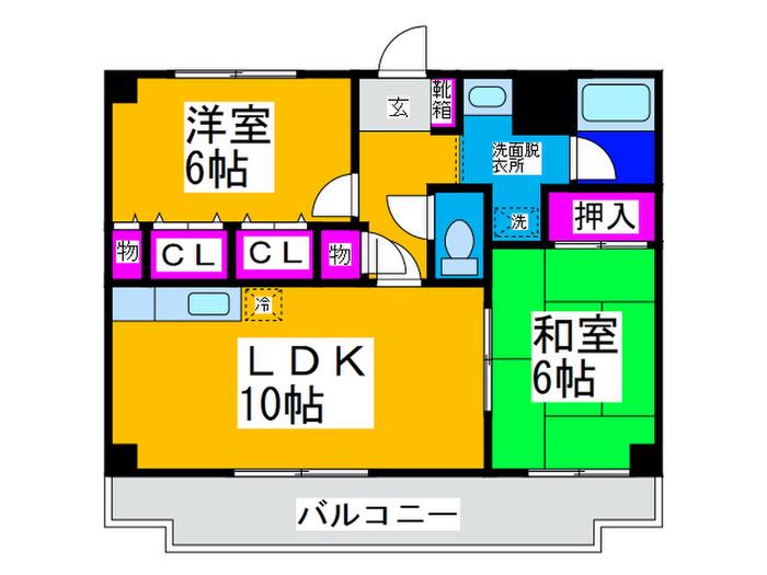 ラ・シーヌ恵我之荘(2LDK/3階)の間取り写真