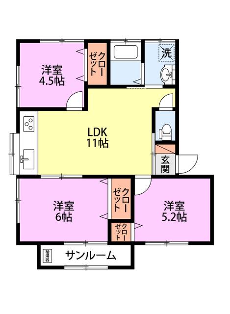 セーフティ・アット・ホームII(3LDK/2階)の間取り写真