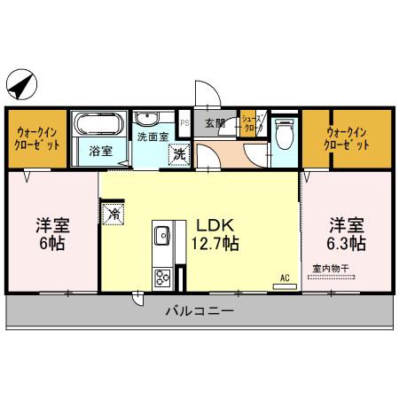 TELL ME 和華(2LDK/1階)の間取り写真