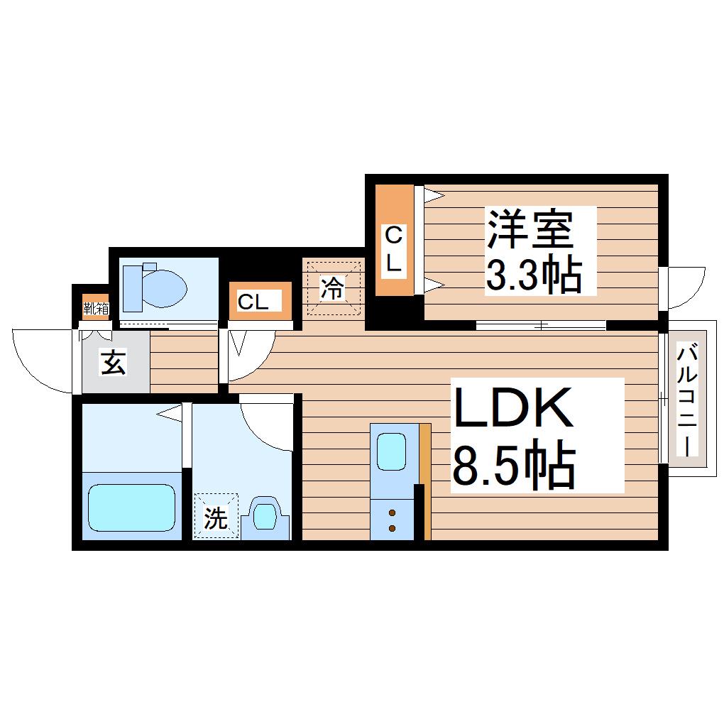 台原4丁目アパート B棟(1LDK/1階)の間取り写真