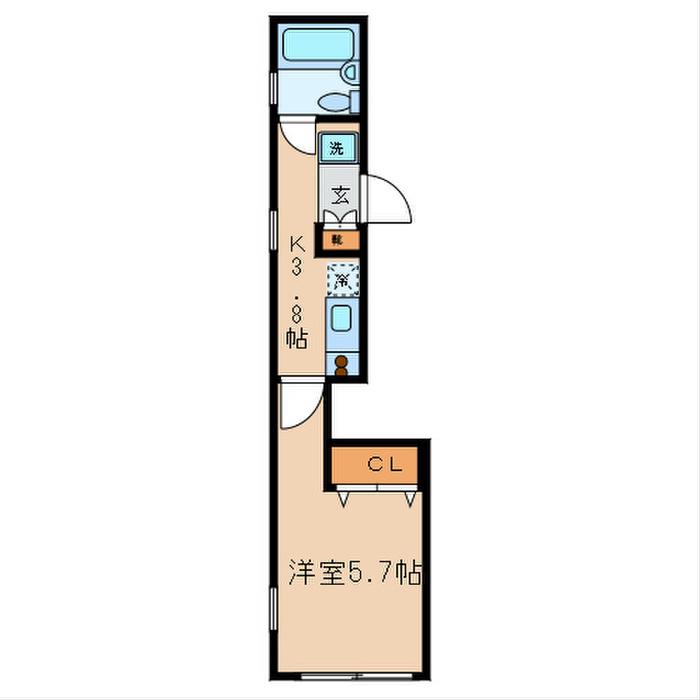 マンション明石(1K/3階)の間取り写真