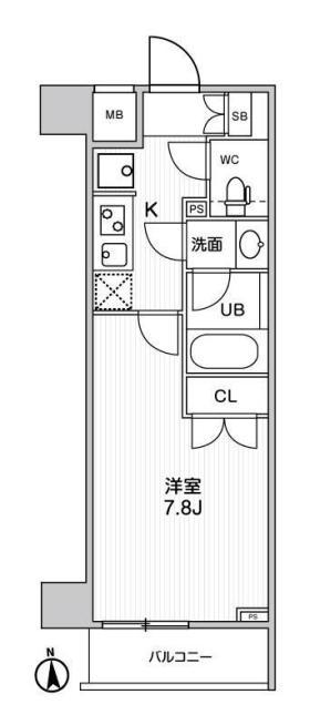 ザ・レジデンス神楽坂I(1K/1階)の間取り写真