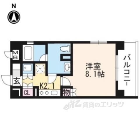 リーガル京都御所西Ⅱ(1K/4階)の間取り写真