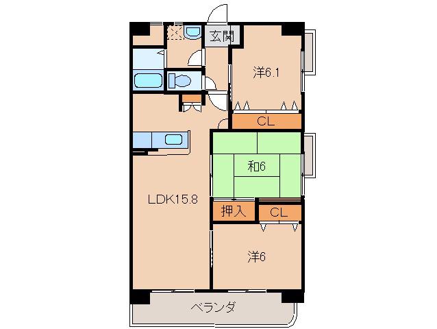 和泉ガーデンパレスII(3LDK/3階)の間取り写真