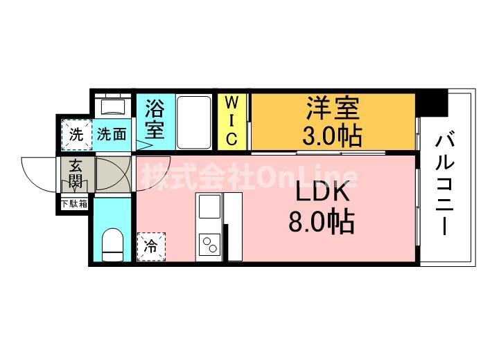 エスリードレジデンス玉造ザ・イースト(1LDK/9階)の間取り写真