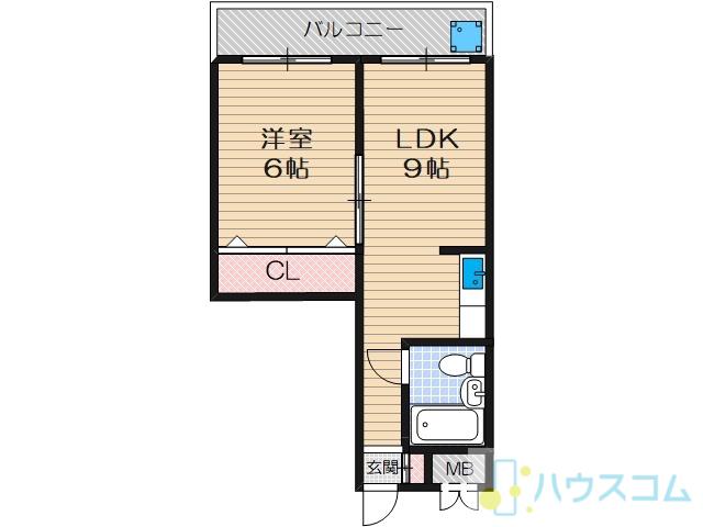 グロースコート摂津(1LDK/2階)の間取り写真