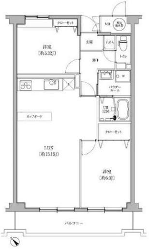 エルプレイス下総中山III(2LDK/2階)の間取り写真