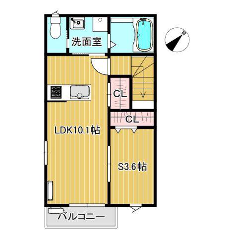 セレナイト(1LDK/2階)の間取り写真
