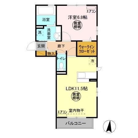カンチーナ(1LDK/2階)の間取り写真