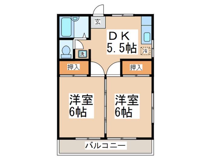 ビュー・ハイツ(2DK/2階)の間取り写真