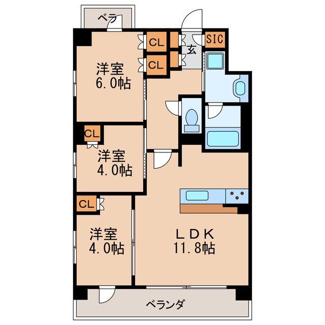 LA VITA AOI(3LDK/3階)の間取り写真