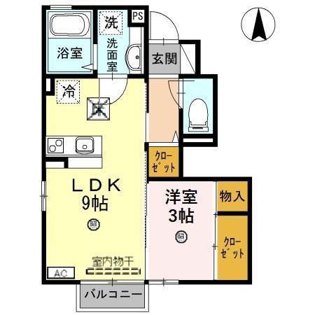 ヒロブレイズ(1LDK/1階)の間取り写真