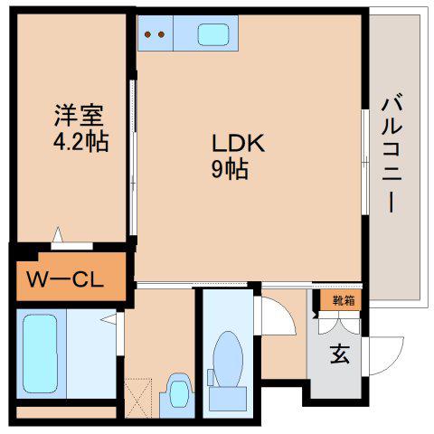 ボヌールQ2(1LDK/1階)の間取り写真