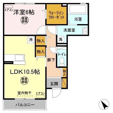 グランドソレイユA(1LDK/1階)の間取り写真