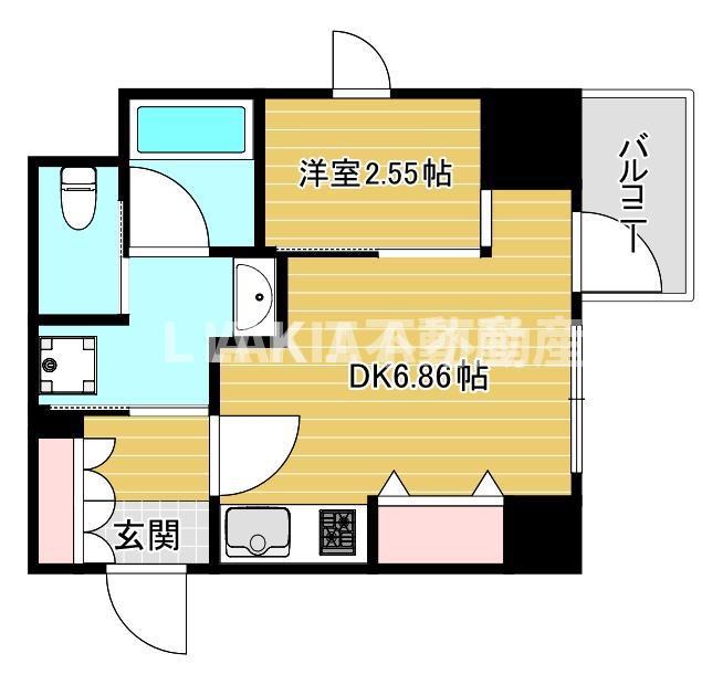 シーズンフラッツ新町(1DK/2階)の間取り写真